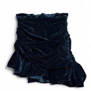 Y2K Zara Black Velvet Ruched Tube Top XS